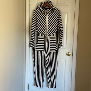 Free People Navy and White Striped Jumpsuit